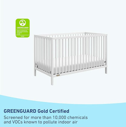 Graco Teddi 5-in-1 Convertible Crib (White) – GREENGUARD Gold Certified, Converts to Daybed, Toddler & Twin Bed with Headboard and Footboard, Adjustable Mattress Height - LeafyLoom