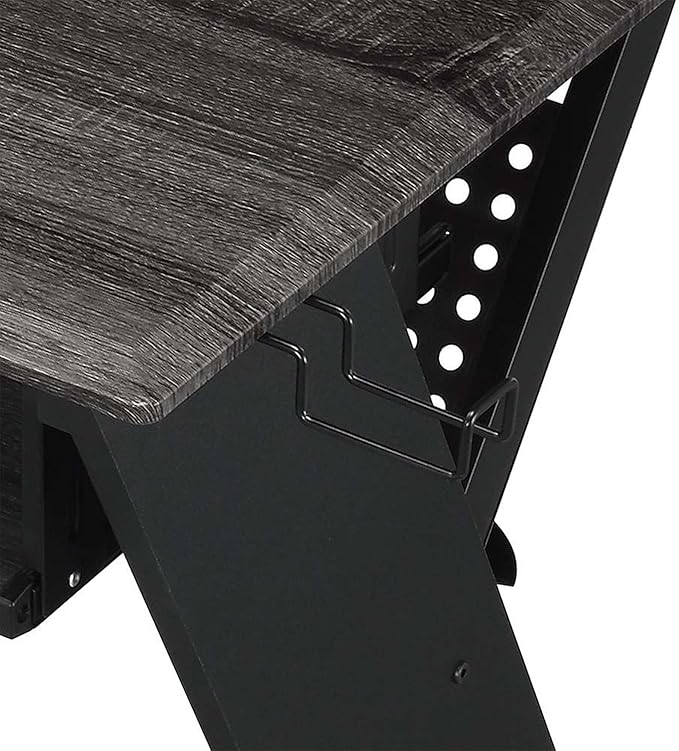 Acme Furniture Rectangular Music Desk Table with Earphone Rack, Black - LeafyLoom