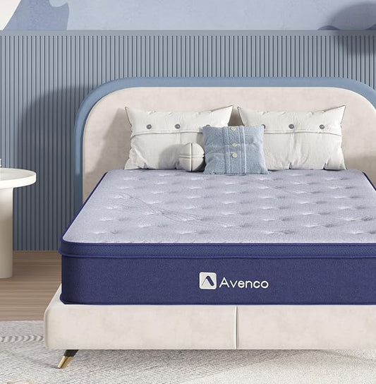 Avenco Twin Mattresses, Hybrid Mattress Twin 10 Inch, Medium Firm Twin Mattress in a Box for Pressure Relief and Sound Sleep, Wrapped Coils and CertiPUR-US Foam, Soft Breathable Fabric - LeafyLoom