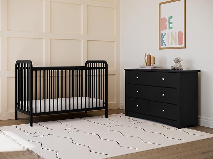 Storkcraft Pasadena 3-in-1 Convertible Crib (Black) – GREENGUARD Gold Certified, Converts to Daybed and Toddler Bed, Fits Standard Full-Size Crib Mattress, Adjustable Mattress Height - LeafyLoom