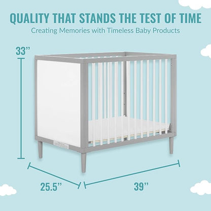 Lucas Mini Modern Crib with Rounded Spindles & Sunset 3” Extra Firm Fiber Crib Mattress, Greenguard Gold Certified, Waterproof Vinyl Cover, Baby Mattresses for Cribs - LeafyLoom