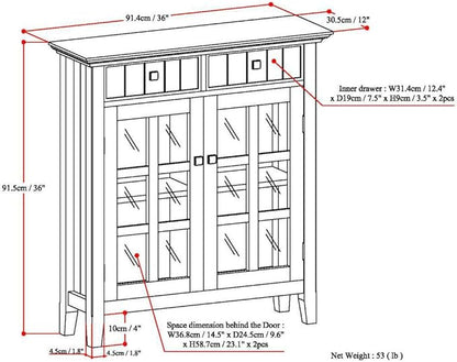 SIMPLIHOME Connaught SOLID WOOD 40 inch Wide Traditional Entryway Storage Cabinet in Farmhouse Grey for the Living Room, Entryway and Family Room - LeafyLoom