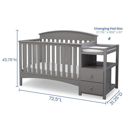 Delta Children Abby Convertible Crib and Changer, Grey - LeafyLoom