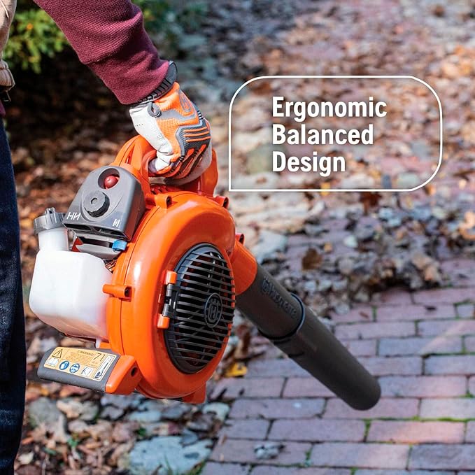 Husqvarna 125BVx Gas Leaf Blower, 28-cc 1.1-HP 2-Cycle Handheld Leaf Blower Vacuum Kit with Mulcher and Vac Bag, 470-CFM, 170-MPH, 12.5-N Powerful Clearing Performance and Ergonomic Design - LeafyLoom