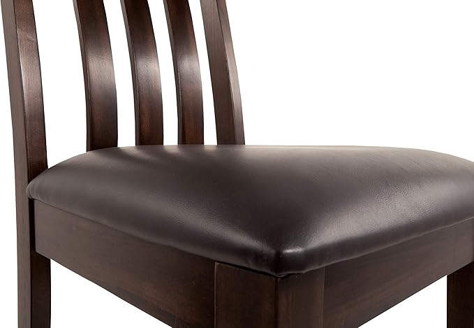 Signature Design by Ashley Haddigan Faux Leather Cushioned Rake Back Dining Chair, 2 Count, Dark Brown - LeafyLoom