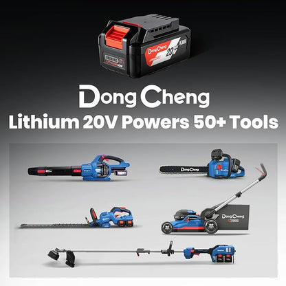 DongCheng Cordless Leaf Blower, 485 CFM Variable Speed & Turbo Mode, 3 Nozzles, Shoulder Strap, 4.0Ah Battery and Charger Included, Battery Powered Leaf Blower for Town Care, Patio and Blowing Leaves - LeafyLoom