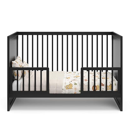 Storkcraft Calabasas 3-in-1 Convertible Crib (Black) – GREENGUARD Gold Certified, Fits Standard Crib Mattress, Converts to Toddler Bed, Modern Style, Easy 30-Minute Assembly - LeafyLoom