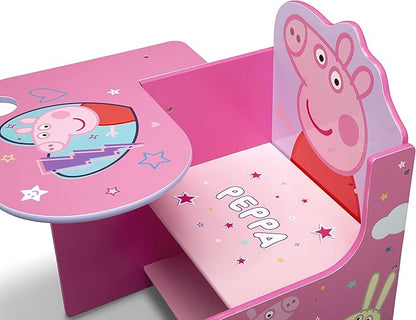 Delta Children Chair Desk with Storage Bin - Ideal for Arts & Crafts, Snack Time, Homeschooling, Homework & More, Peppa Pig - LeafyLoom