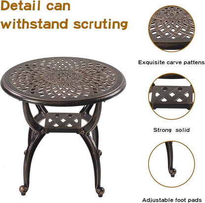 Jardin DE CENTENNAIL 3-Piece Outdoor Bistro Set Cast Aluminum Rust-Resistant Patio Furniture Armchairs Design (Copper) - LeafyLoom