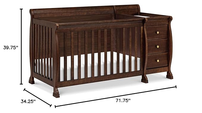 DaVinci Kalani 4-in-1 Convertible Crib and Changer Combo in Espresso - LeafyLoom