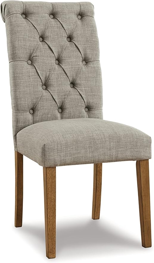 Signature Design by Ashley Harvina French Country Tufted Upholstered Dining Chair, 2 Count, Light Gray - LeafyLoom