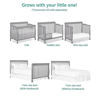 Dream On Me Ashton 4-In-1 Convertible Crib In Storm Grey, Greenguard Gold, JPMA Certified, Non-Toxic Finishes, Features 4 Mattress Height Settings, Made Of Solid Pinewood - LeafyLoom