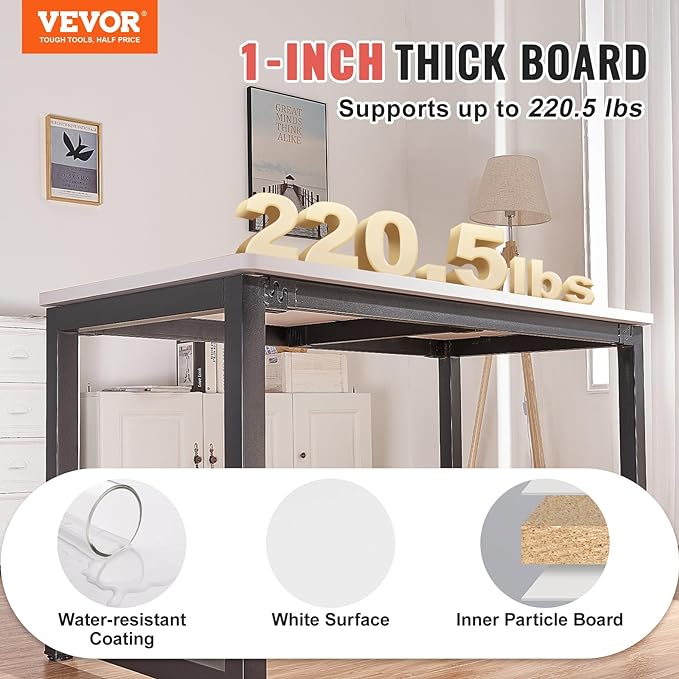 VEVOR One-Piece Particle Board Desktop Universal Tabletop, 60" x 25" x 1", White - LeafyLoom