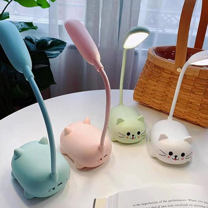 LED Desk Lamp，Mini Cat Night Light, Portable LED Table Light, Cute Foldable USB Rechargeable Reading Light Bedroom Children's Bedside Study (Green) - LeafyLoom