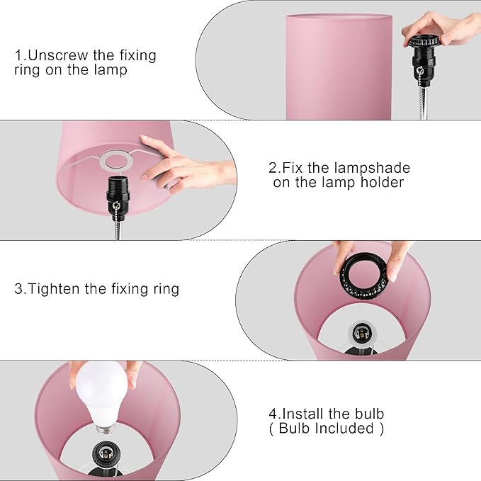 WIHTU 3 Color Temperature Bedside Table Lamps Set of 2, Modern Small Lamp with USB and Outlet, Bedroom Lamp for Nightstand with Chain Switch, Pink Desk Lamp for Living Room, Two Bulbs Included - LeafyLoom