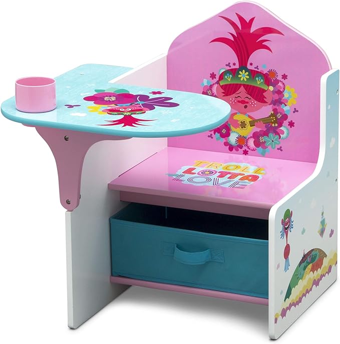 Delta Children Chair Desk with Storage Bin, Trolls World Tour - LeafyLoom