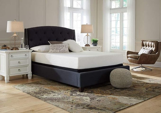 Signature Design by Ashley King Size Chime 10 Inch Medium Firm Memory Foam Mattress with Green Tea & Charcoal Gel - LeafyLoom