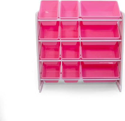 Humble Crew, White/Pink 12 Bin Toy Storage Organizer - LeafyLoom