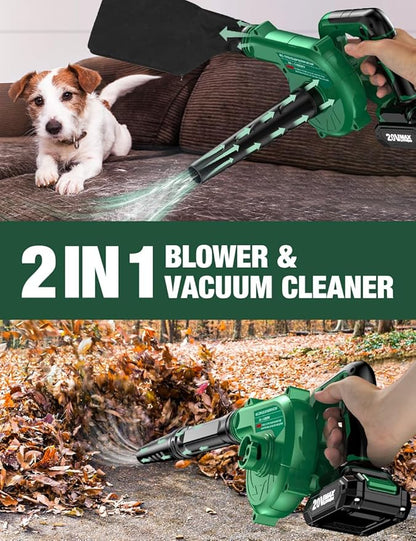 KIMO 4-in-1 Cordless Leaf Blower/Vacuum & String Trimmer/Weed Edger Combo Kit w/2x2.0 Battery & 10Pcs Spool Line, Variable Speed Trigger for Blowing/Vaccuming/Dusting/Clearing/Lawn Edging/Gardening - LeafyLoom