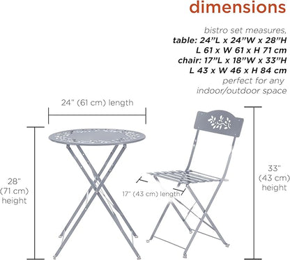 Alpine Corporation Folding Table and Chairs Patio Seating, Gray - LeafyLoom