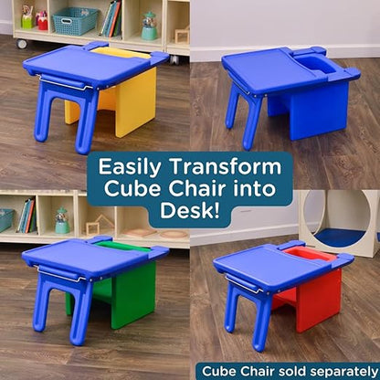 Children's Factory Edutray Kids Desk | Converts Cube Chair to Childrens Desk | Space-Saving Toddlers Desk Chair Converter | Homeschool & Classroom Study Desk for Kids | Safe, Durable, & Easy to Clean - LeafyLoom