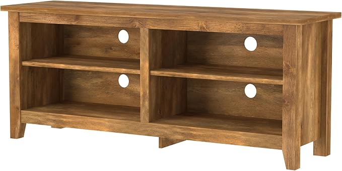 Walker Edison Wren Classic 4 Cubby TV Stand for TVs up to 65 Inches, 58 Inch, Barnwood - LeafyLoom