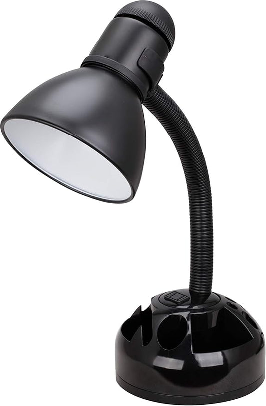 Aspen Creative 40041-1, 1-Light High Organizer Desk Lamp with Metal Lamp Shade and Rotary Switch, Modern Design in Black, 19" High - LeafyLoom