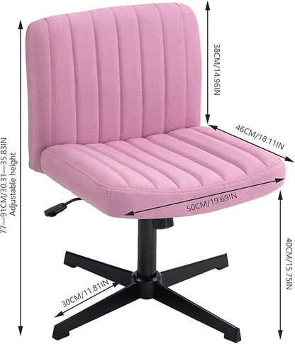 Panana Office Chair Fabric Padded Seat Armless Desk Chair Swivel Computer Task Chair Mid-Back No Wheels Accent Chair (Pink) - LeafyLoom