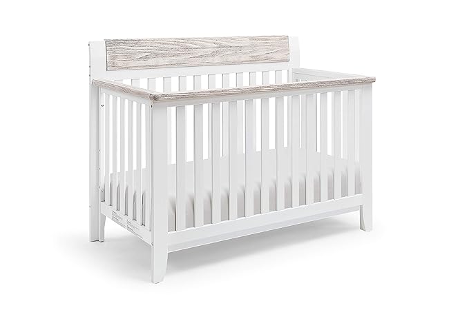 Suite Bebe Hayes 4 in 1 Convertible Crib, White and Wire Brushed Wood - LeafyLoom