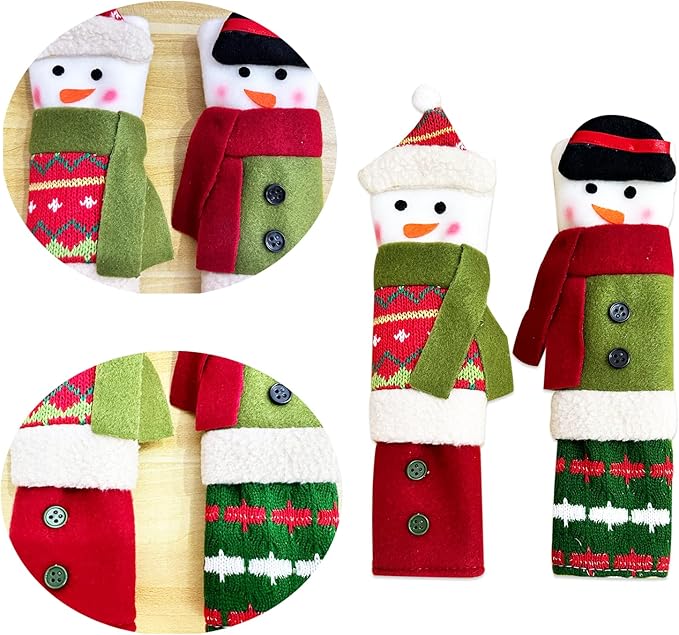 3 Piece Set Christmas Snowman Refrigerator Door Handle Covers Appliance Handle Covers Christmas Decorations Fits Standard Size Kitchen Refrigerator Microwave Oven Or Dishwasher PTFNY