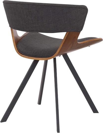 Armen Living Ulric Wood and Metal Modern Dining Room Accent Chair, Charcoal/Walnut 22 x 29 x 21.5 - LeafyLoom