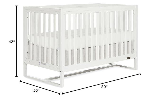 Arlo 5-in-1 Convertible Crib in White, JPMA Certified, 3 Mattress Height Settings, Non-Toxic Finish, Made of Sustainable and Sturdy Pinewood - LeafyLoom