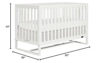 Arlo 5-in-1 Convertible Crib in White, JPMA Certified, 3 Mattress Height Settings, Non-Toxic Finish, Made of Sustainable and Sturdy Pinewood - LeafyLoom