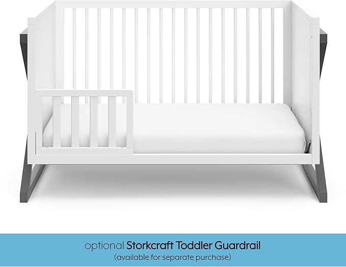 Storkcraft Equinox 3-in-1 Convertible Crib (Gray) – Easily Converts to Toddler Bed and Daybed, 3-Position Adjustable Mattress Support Base, Modern Two-Tone Design for Contemporary Nursery - LeafyLoom