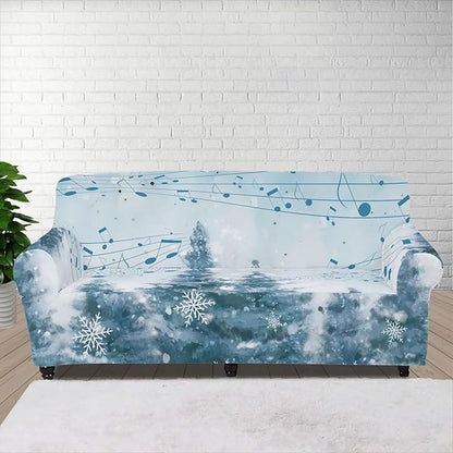 FKELYI Blue Christmas Tree Easy Going Stretch Sofa Slipcover Snow Sofa Couch Cover with Elastic Bottom Stretch Sofa Slipcovers XL FKELYI