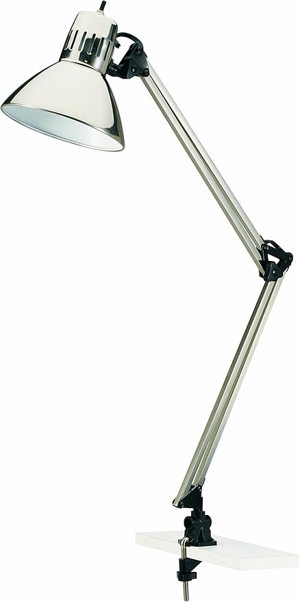 V LIGHT Architectural Swing Arm Desk Lamp, Clamp lamp with LED bulb, Work Light for Any Space, Brushed Nickel Finish 7.5 x 5.5 x 33 - LeafyLoom