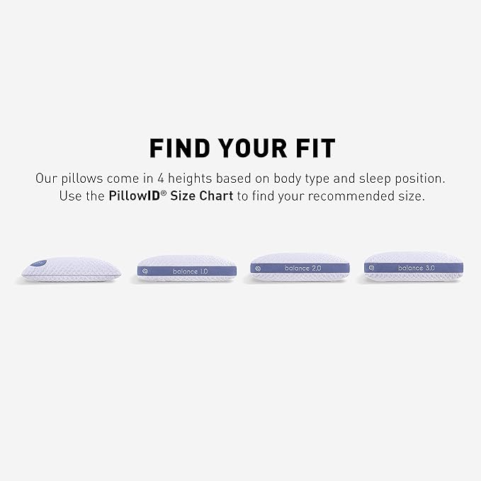 Bedgear Balance Performance Pillow - Size 0.0 - Moisture Wicking Bed Pillow for All Sleep Positions - Medium Firmness Bed Pillow - Hypoallergenic, Washable Removable Cover - 20" W x 26" L x 4.75" H - LeafyLoom