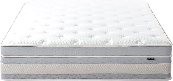 ZINUS 14 Inch Cooling Comfort Support Hybrid Mattress [New Version], Queen, Fiberglass free, Medium Plush, Cooling Motion Isolation, Certified Safe Foams & Fabric, Mattress in A Box - LeafyLoom