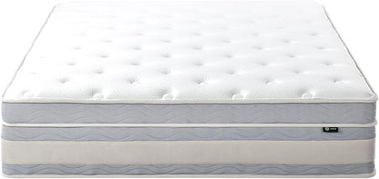 ZINUS 14 Inch Cooling Comfort Support Hybrid Mattress [New Version], Queen, Fiberglass free, Medium Plush, Cooling Motion Isolation, Certified Safe Foams & Fabric, Mattress in A Box - LeafyLoom