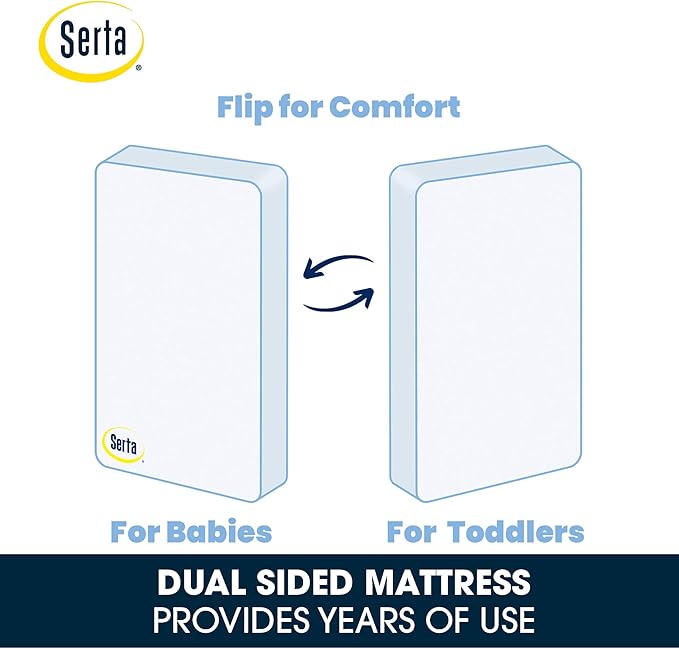 Delta Children Heartland 4-in-1 Convertible Crib Infant Changing Table with Pad + Serta Perfect Start Crib Mattress, Grey - LeafyLoom