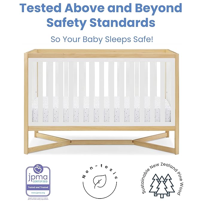 Delta Children Tribeca 4-in-1 Baby Convertible Crib, Bianca White/Natural - LeafyLoom