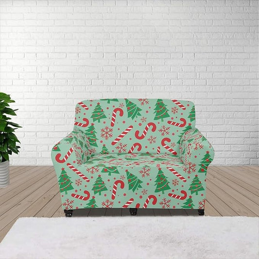 FKELYI Green Christmas Tree Sofa Slipcover Comfortable Sofa Couch Cover with Elastic Bottom Stretch Furniture Protector for Indoor S FKELYI