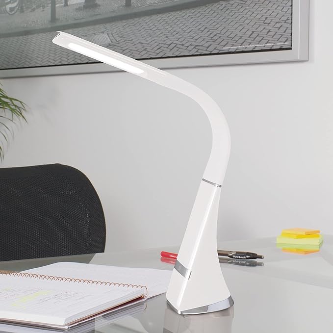 OttLite Recharge LED Desk Lamp with ClearSun LED Technology - Portable, Dimmable & Flexible Gooseneck - Travel-Friendly Task Lamp with Rechargeable Battery - for Home, Reading, Office & College Dorms - LeafyLoom