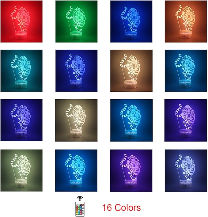 Tiger Gifts Tiger Shape Lamp 16 Colors Desk Table Night Light for Kids Party Supplies Birthday Valentine's Day Christmas Lover Friends - LeafyLoom