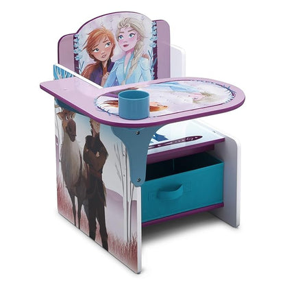 Delta Children Chair Desk with Storage Bin, Disney Frozen II Cup Holders|Arm Rest, Engineered Wood - LeafyLoom