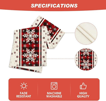 Artoid Mode Buffalo Plaid Snowflakes Christmas Table Runner, Seasonal Winter Kitchen Dining Table Decoration for Home Party Decor 13x60 Inch ArtoidMode