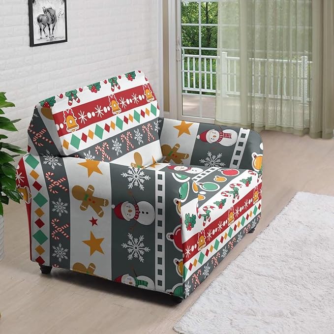 FKELYI Christmas Sofa Furniture Protector for Indoor Easy Going Stretch Sofa Slipcover Non-Slip Sofa Slicpovers Washable Sofa Couch Cover S FKELYI