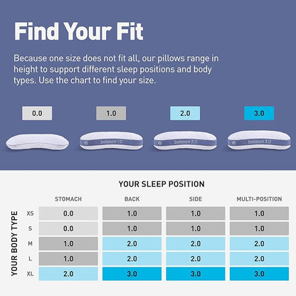 Bedgear Balance Cuddle Curve Performance Pillow - Size 2.0 - Moisture-Wicking Pillow for Side Sleepers - Medium Firmness Bed Pillow- Hypoallergenic, Washable Removable Cover - 20" W x 26" L x 5.75" H - LeafyLoom