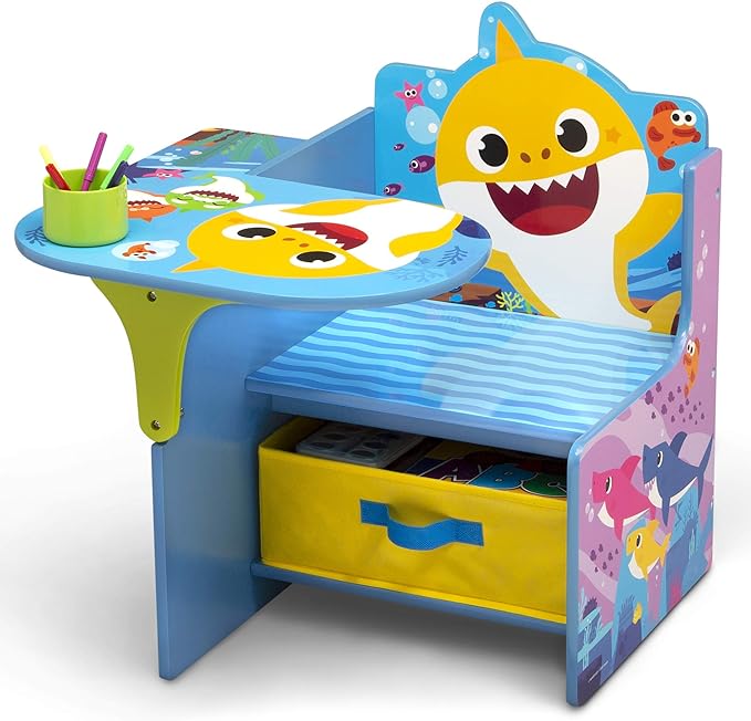 Baby Shark Chair Desk with Storage Bin - Ideal for Arts & Crafts, Snack Time, Homeschooling, Homework & More by Delta Children - LeafyLoom