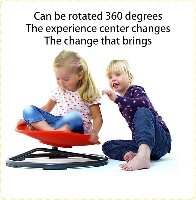 Autism Kids Swivel Chair,Spin Sensory Chair,Kids Spinning Chair,Sit Spin Training Body Coordination,Metal Base Non-Slip Small Desk Chair (Red) … - LeafyLoom